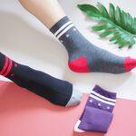 [Kaimei Cotton Industry] 8 pairs set, random and excellent, MIT made in Taiwan, combed cotton 2/2 pure cotton women's socks, line star style, , large