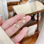 【Gulicc】古莉可 耳環  貓眼石 銀杏葉 耳環, , large