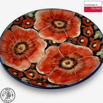 【SOLO Vintage】Cerraf Polish Pottery 19cm Round Plate Crimson Sunset Floral Whisper Series Made in Poland, , large