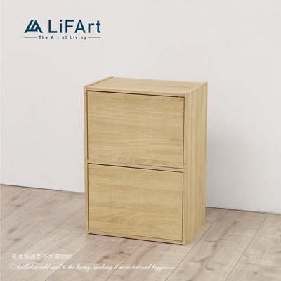 【LiFArt】MIT日系簡約二層附門收納櫃-春日橡木色