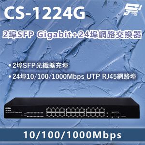 昌運監視器 CS-1224G 2埠SFP Gigabit + 24埠網路交換器 10/100/1000Mbps