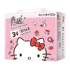 春風Hello Kitty三層抽取式衛生紙90PC