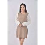 (S) air space lady質感假兩件棕色洋裝二手衣, , large