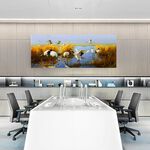 【御畫房】鶴舞 國家一級畫師手繪油畫60×120cm(VF-49), , large