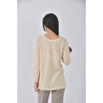 (S) 質感綁帶杏色長袖上衣二手衣, , large