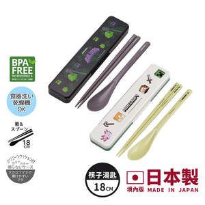 【百科良品】日本製 我的世界 創世神 Minecraft 麥塊 環保筷子+湯匙組 18CM(日本境內版)