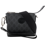 GUCCI Interlocking G 標誌附手提把迷你郵差包/黑灰色, , large