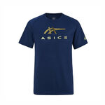Asics 男 T恤 運動上衣 休閒短袖 藍金 亞版 [2031E781-400], , large