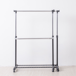 [拜爾家居]日系多功能伸縮曬衣架 MIT台灣製造 附滾輪 曬衣架 晾衣架 升降衣架 伸縮晾衣架 衣架 衣櫃, 俐落黑, large