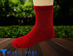 【伸展台】《RUNWAY SOCKS》日系 流行短襪 雙針筒1/2短襪 心型緹花 休閒運動 酒紅色 女款 1雙入, , large
