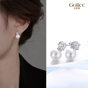 【Gulicc】古莉可 耳環 時尚單鑽簡約款珍珠耳環