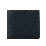 BOTTEGA VENETA 小牛皮編織照片對開短夾/深藍, , large