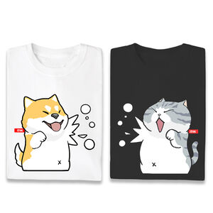 JZ TEE Cat & Shiba Inu-Let's Fight Graphic Tee