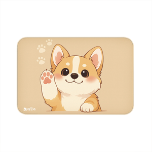【Monster】 Soft Diatomaceous Earth Absorbent Mat – Cute Dog Series (60x40cm) – Waving Corgi