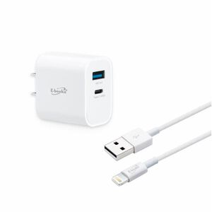 E-BOOKS B79 20W PD+QC3.0快速充電器贈 Lightning 充電傳輸線1.2M - 雙孔輸出