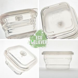 JC ECO BELIEVER Collapsible Silicone Food Storage Containers, BPA Free, Microwave, Freezer and Dishwasher Safe,Transparent 600ml