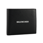 BALENCIAGA 經典LOGO牛皮8卡對開短夾/黑, , large