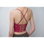 YOGA FLOW Dale Bra - 交錯層次短版上衣 - 緋紅 Scarlet, , large