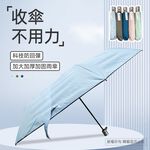 羽量黑膠自動折傘 輕量防風防雨 抗UV 玫瑰金手把 文青日系設計（藍/粉 / 湛藍 / 綠 / 灰）, , large