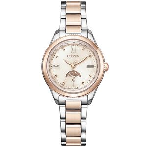 CITIZEN 星辰 XC 鈦 日月顯示光動能電波女錶 EE1005-54W