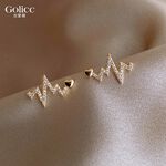 【Gulicc 】古莉可 耳環 心金色閃電耳釘, , large