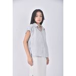 (S) 質感條紋藍色短袖上衣二手衣, , large