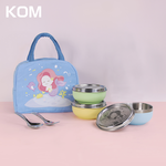 【KOM】夢想系列 磨砂316不鏽鋼兒童隔熱碗 三款各一入組 贈便當袋(幼兒園指定/圓匙升級), , large