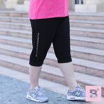大尺碼女-鬆緊褲頭 束口 七分褲-黑-0105037, , large