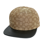 COACH CC Logo 緹花布及皮革棒球帽 M-L/卡其色/黑色, , large