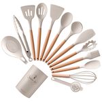 【禾統】食品級矽膠廚具14件組/卡其色/食品級矽膠 (料理用具 矽膠廚具 湯勺 鍋鏟), 卡其色, large