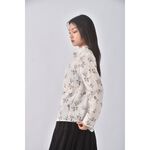 (M) 質感花紋杏色長袖上衣二手衣, , large