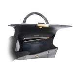 BALENCIAGA Hourglass 金釦壓鱷魚紋牛皮二用沙漏包/小款/黑色, , large