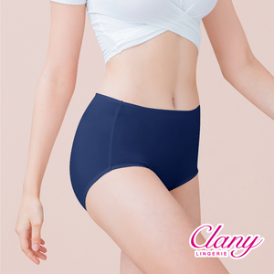 【Clany可蘭霓】美膚保養絲蛋白高腰L-Q(2XL)內褲(海軍藍 2189-57)