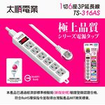 Tyson太順電業 台灣製 1切6座 3孔延長線 【現貨】多尺寸 316AS 延長線 安全防火 拉環扁插 耐用 耐摔, , large