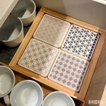 【MBM】極簡永恆-MBM花磚珪藻土杯墊組(一盒5入), , large