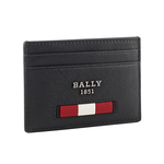 BALLY Bhar 再生牛皮紅白條紋卡片夾/黑色, , large