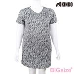 KINGO-大尺碼-V領 吸排 休閒洋裝-漂白-414803, , large