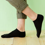 Footer微分子氣墊單色船型薄襪, 黑色-L, large