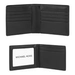 Michael Kors Cooper 銀字滿版塗層帆布附活動式卡夾對開短夾(黑色), , large