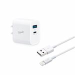 E-BOOKS B79 20W PD+QC3.0快速充電器贈 Lightning 充電傳輸線1.2M - 雙孔輸出, , large