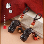 【A&R】招財開運 黑檀貔貅招財護身鑰匙扣掛飾 朱砂葫蘆, , large
