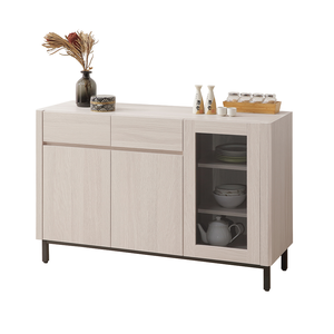 【唯熙傢俱】馬修斯橡木白4尺餐櫃