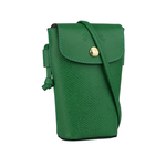 LONGCHAMP EPURE 翻蓋牛皮手機包/綠色, , large