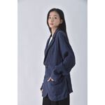 (L) 【陳喬恩私服】tommy hilfiger西裝中性寬鬆排扣藍色外套二手衣, , large
