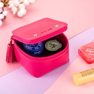 SOLIS 方型皮革零錢包-玫瑰紅