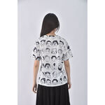 (S) 質感人頭白色短袖上衣二手衣, , large