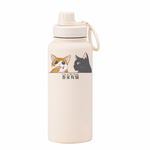 【吾家有貓】吾家有貓運動水壺陶瓷款 1000ML-象牙白, , large