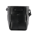BOTTEGA VENETA Cassette 小羊皮編織迷你水桶包/黑色, , large