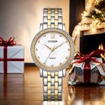 CITIZEN 星辰 晶鑽珍珠貝石英女錶-香檳金/31.2mm EL3104-54D, , large