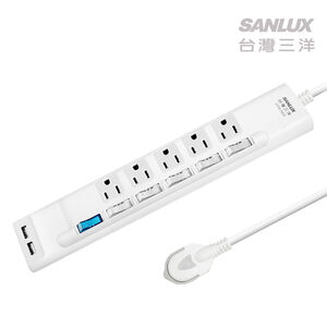 三洋3孔5座6切USB轉接延長電源線 1.8M